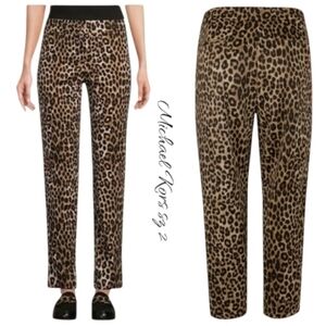 Michael Kors Cheetah Print Stretch Twill Slim Leg Pants sz 2